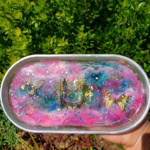 Pink Tie dye trinket tray